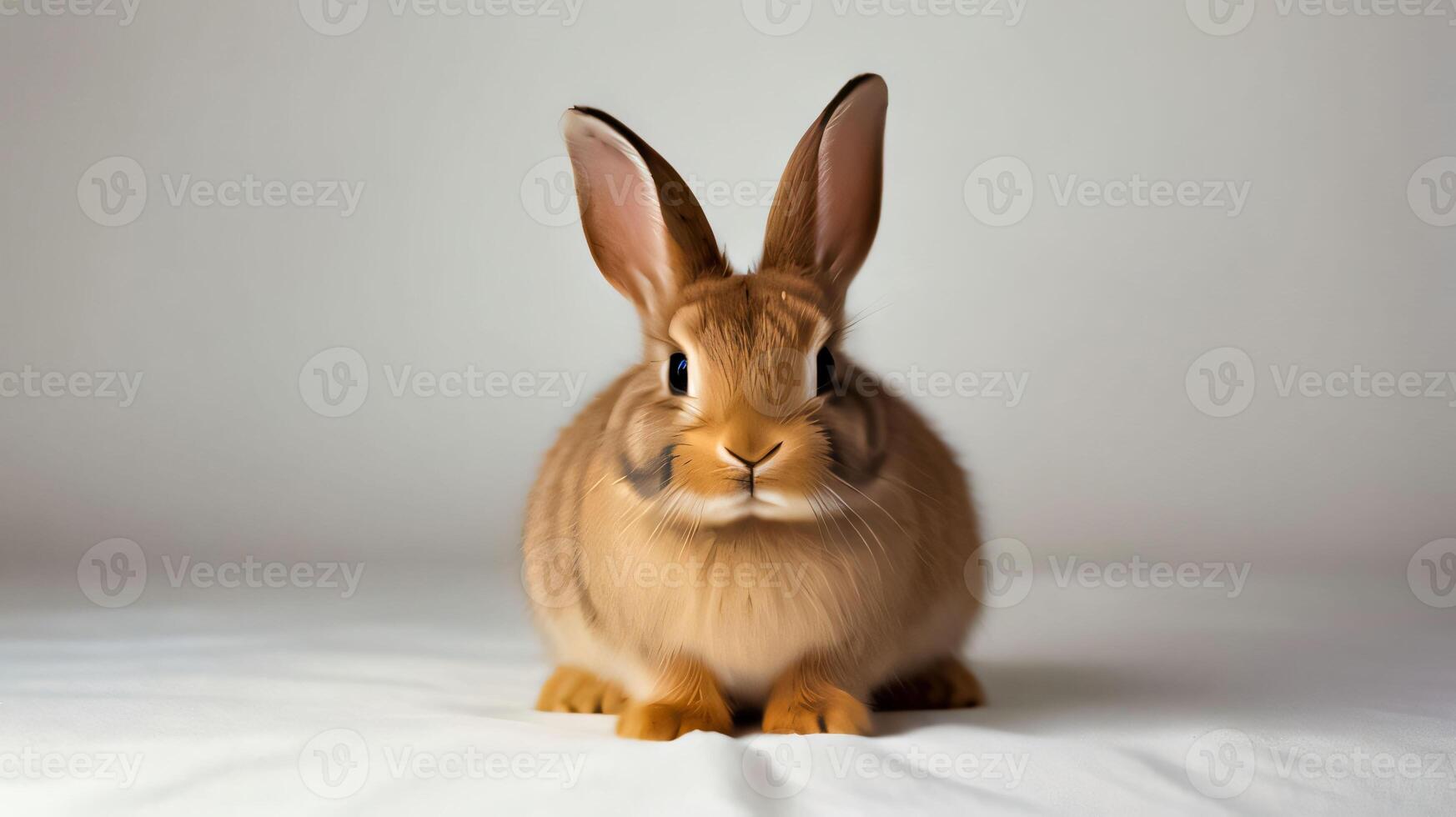 Healthy lovely cute bunny easter rabbit on light background, Cute fluffy rabbit on light background Animal symbol of easter day festival, Happy easter rabbit, for multimedia content photo