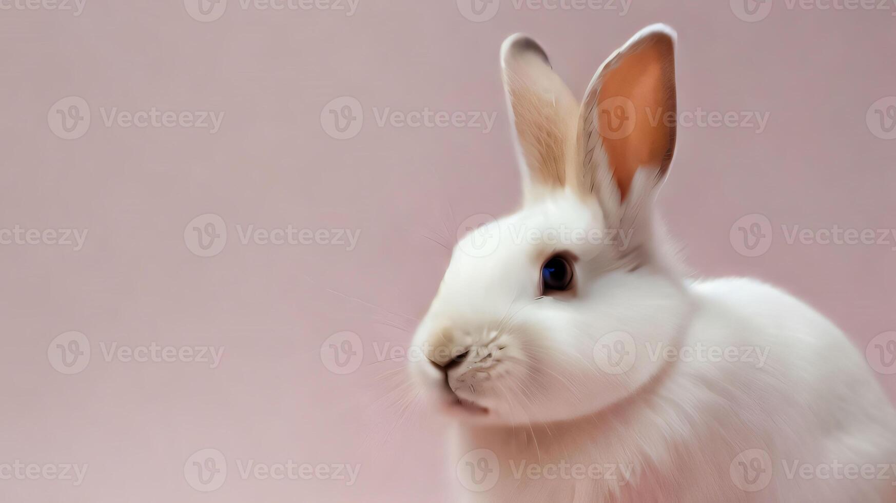 Healthy lovely cute bunny easter rabbit on light background, Cute fluffy rabbit on light background Animal symbol of easter day festival, Happy easter rabbit, for multimedia content photo