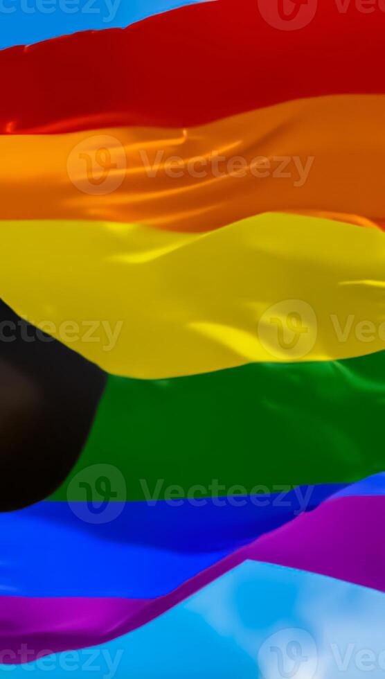 Rainbow pride flag, lgbtq diversity Intersex inclusive progress pride flag, pride month, gay community and freedom concept, for design and multimedia content photo