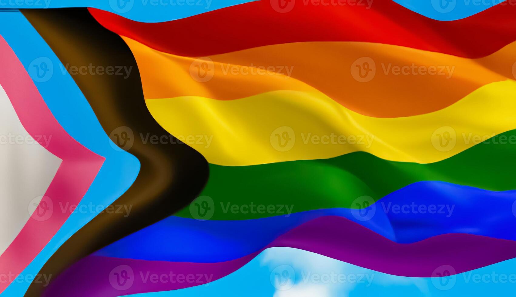 Rainbow pride flag, lgbtq diversity Intersex inclusive progress pride flag, pride month, gay community and freedom concept, for design and multimedia content photo