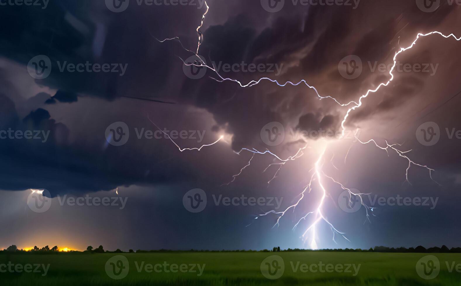 Lightning thunderstorm flash over the dark sky, Concept on topic weather, cataclysms, hurricane, Typhoon, tornado, storm multimedia content photo