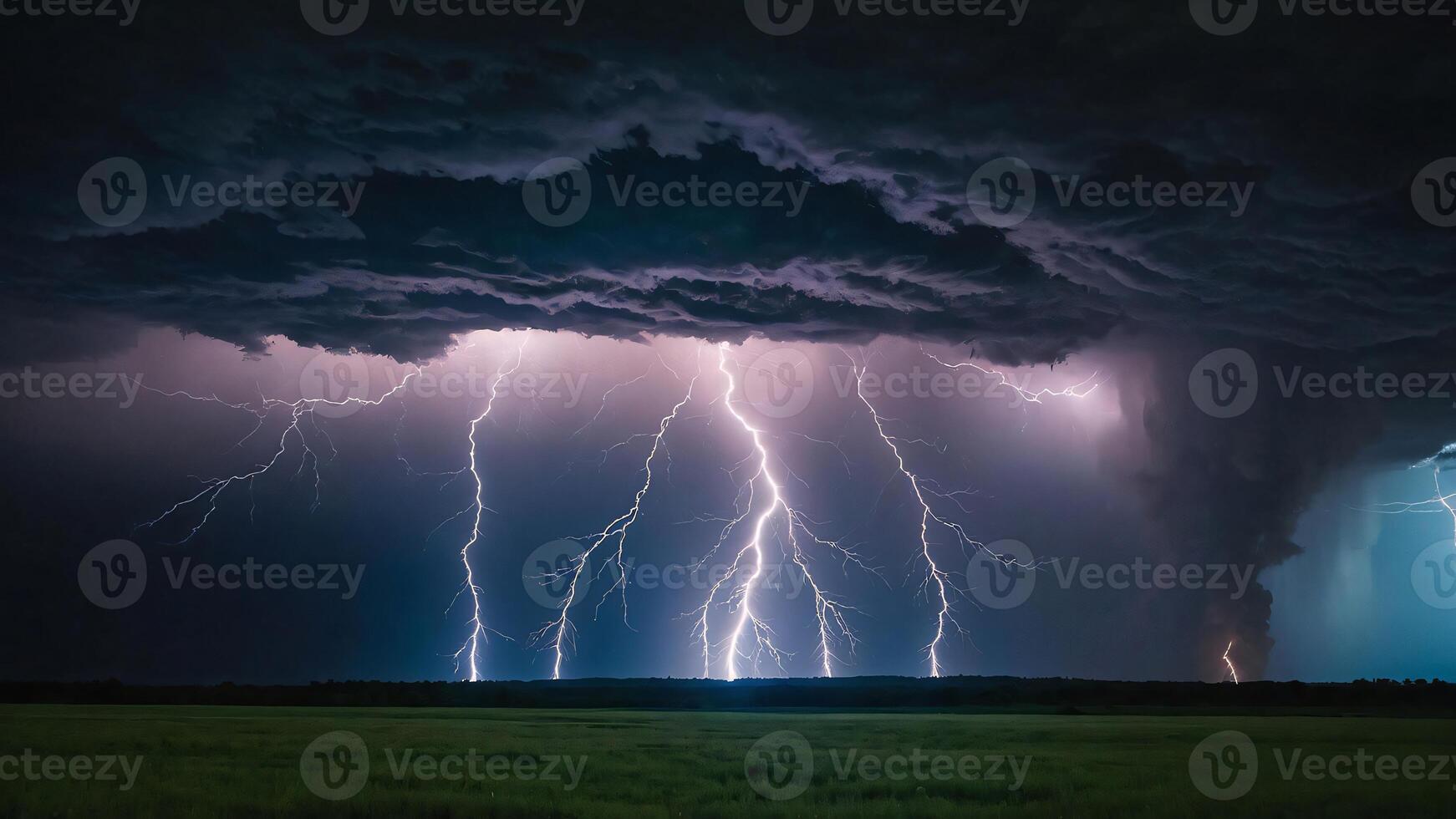 Lightning thunderstorm flash over the dark sky, Concept on topic weather, cataclysms, hurricane, Typhoon, tornado, storm multimedia content photo