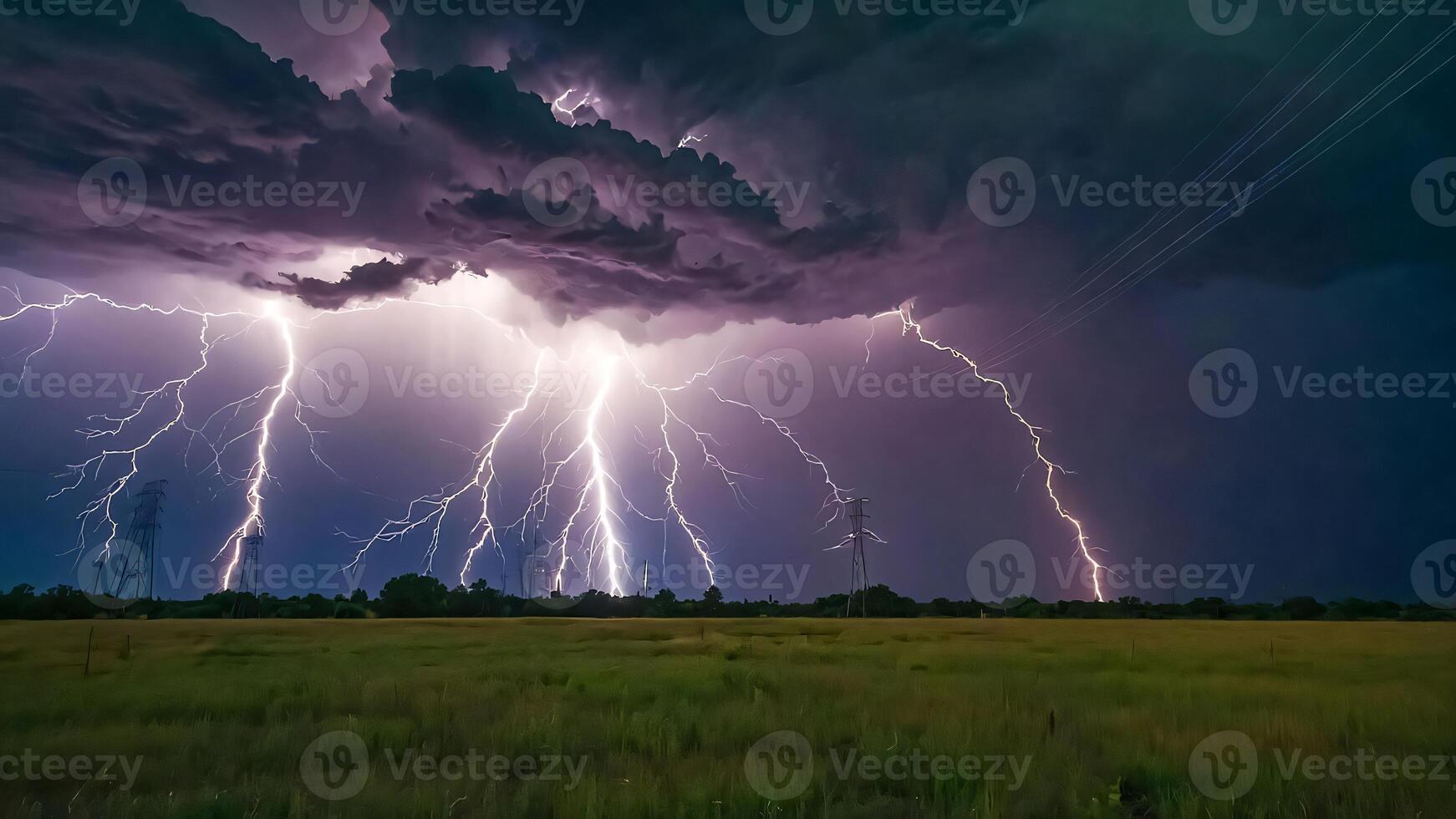 Lightning thunderstorm flash over the dark sky, Concept on topic weather, cataclysms, hurricane, Typhoon, tornado, storm multimedia content photo