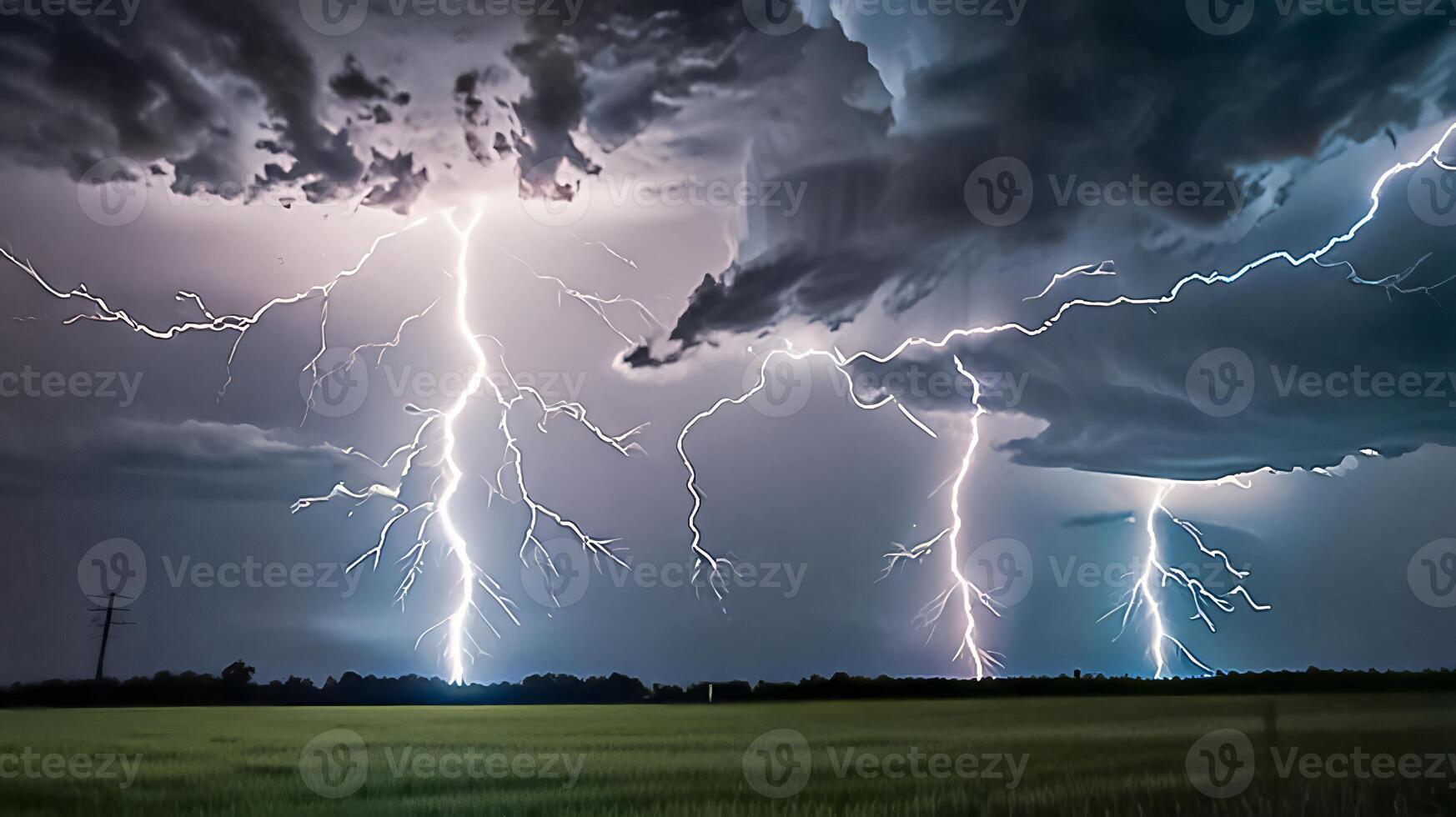 Lightning thunderstorm flash over the dark sky, Concept on topic weather, cataclysms, hurricane, Typhoon, tornado, storm multimedia content photo