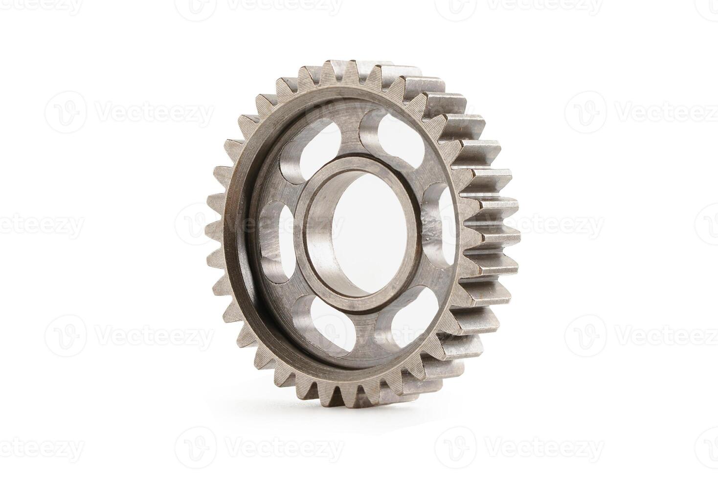 Metal gear isolated on white background with clipping path for engine car and bike, teamwork business. photo