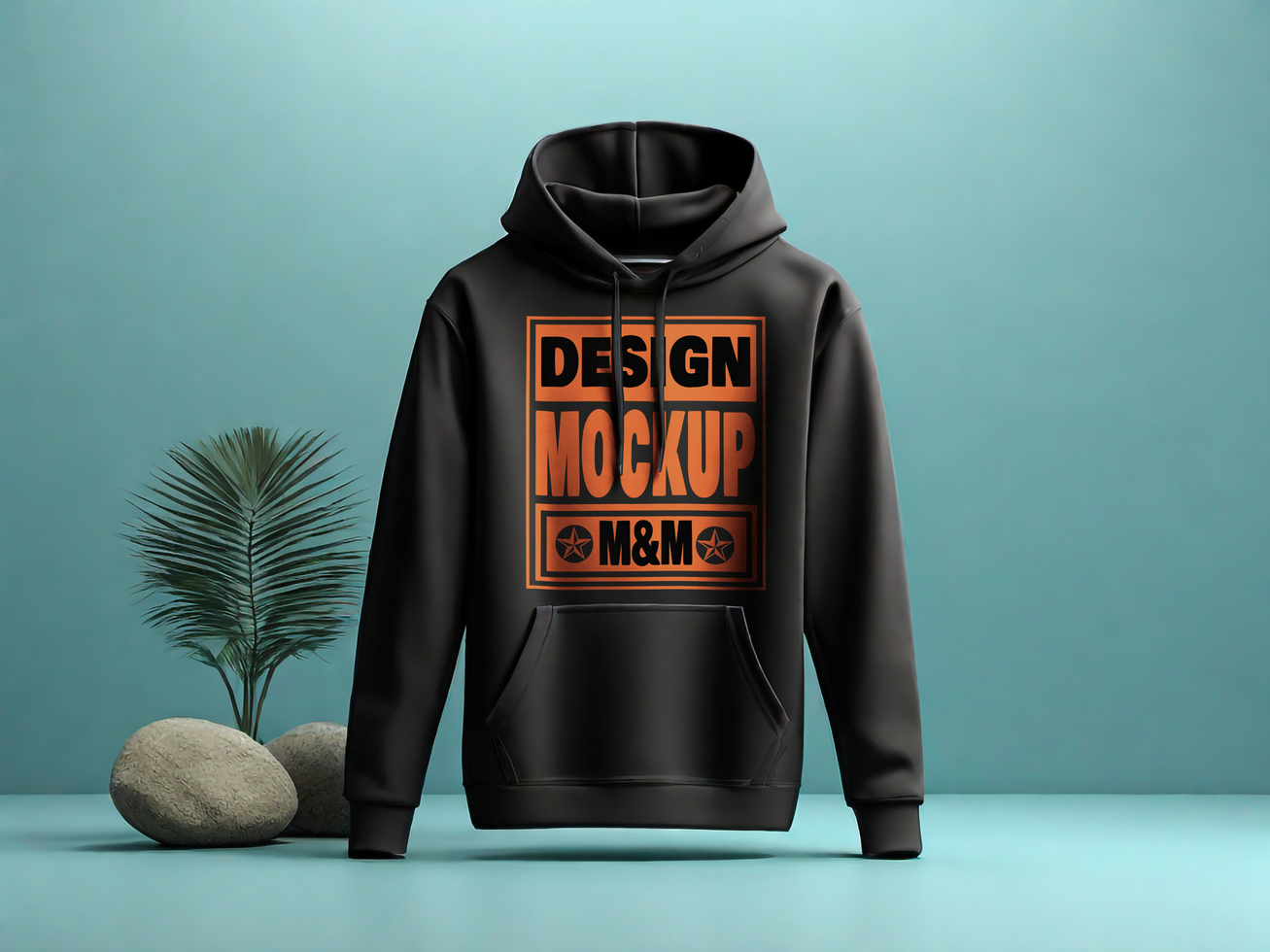 Black hoodie mockup with blue wall background psd
