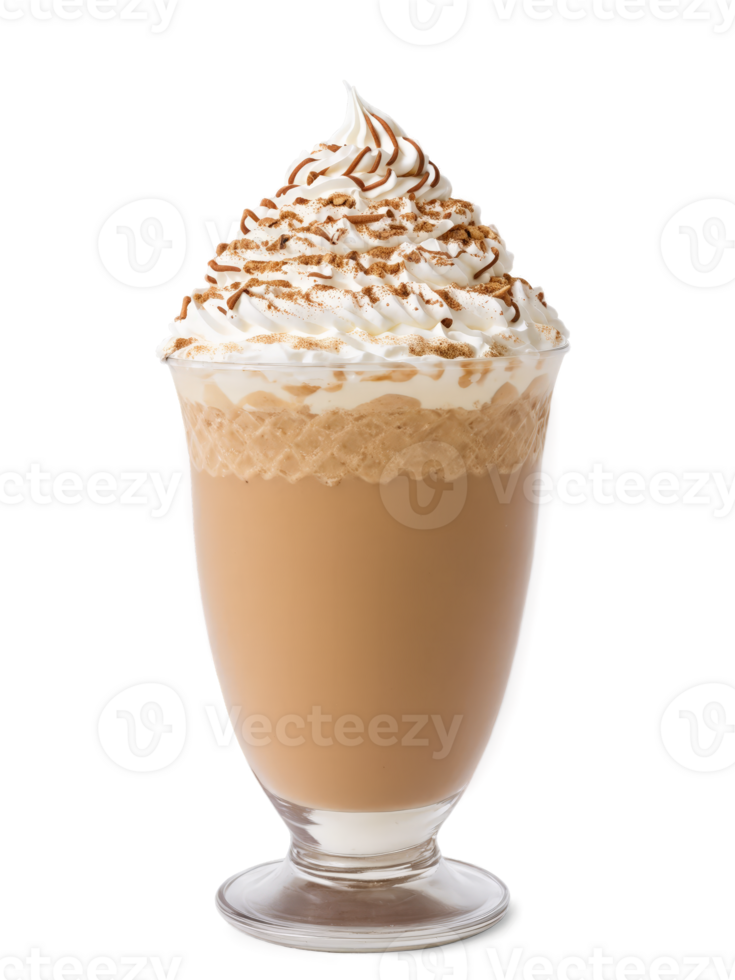 Kenyan Chai Latte Frappuccino Tall glass with ice chai tea milk ice cream and dusting png