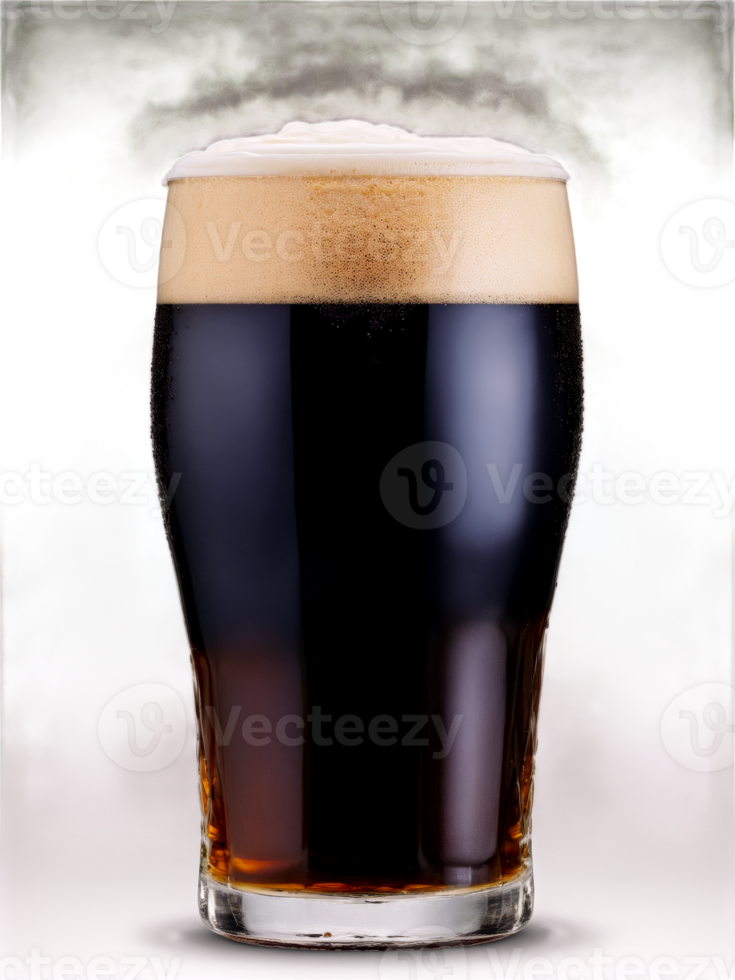 Irish Stout Pint glass with the iconic dark beer known for its creamy head png