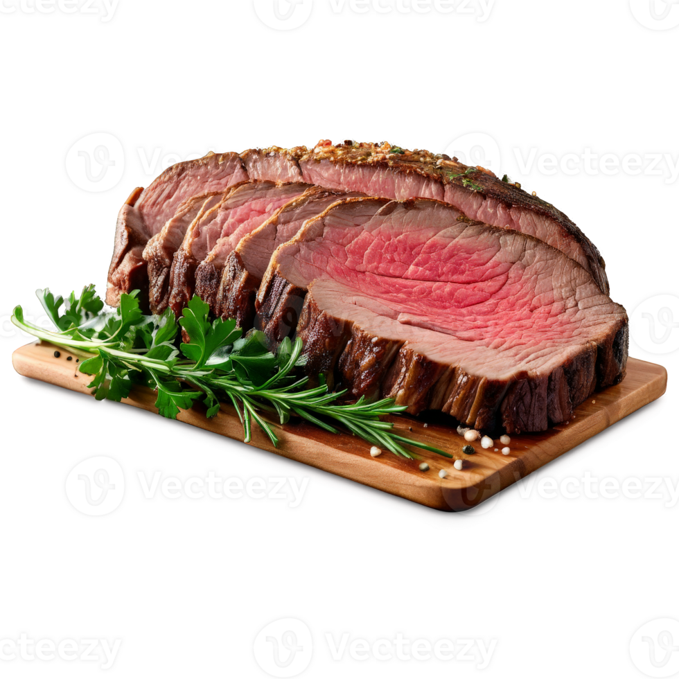 Rump roast lean and tender seasoned with salt and pepper captured from the side png