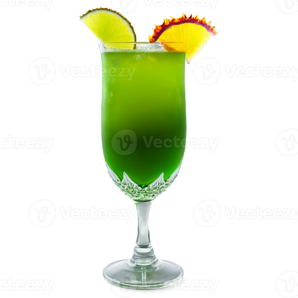 Zombie glass tall and cylindrical with a flared rim filled with a potent fruit forward png