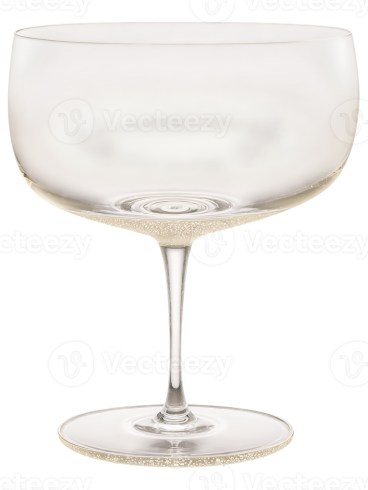 Schott Zwiesel Tritan Pure Sparkling Coupe, angular contours, durable crystal saucer, pale champagne with rising bubbles, hero shot from above, selective focus, transparent png