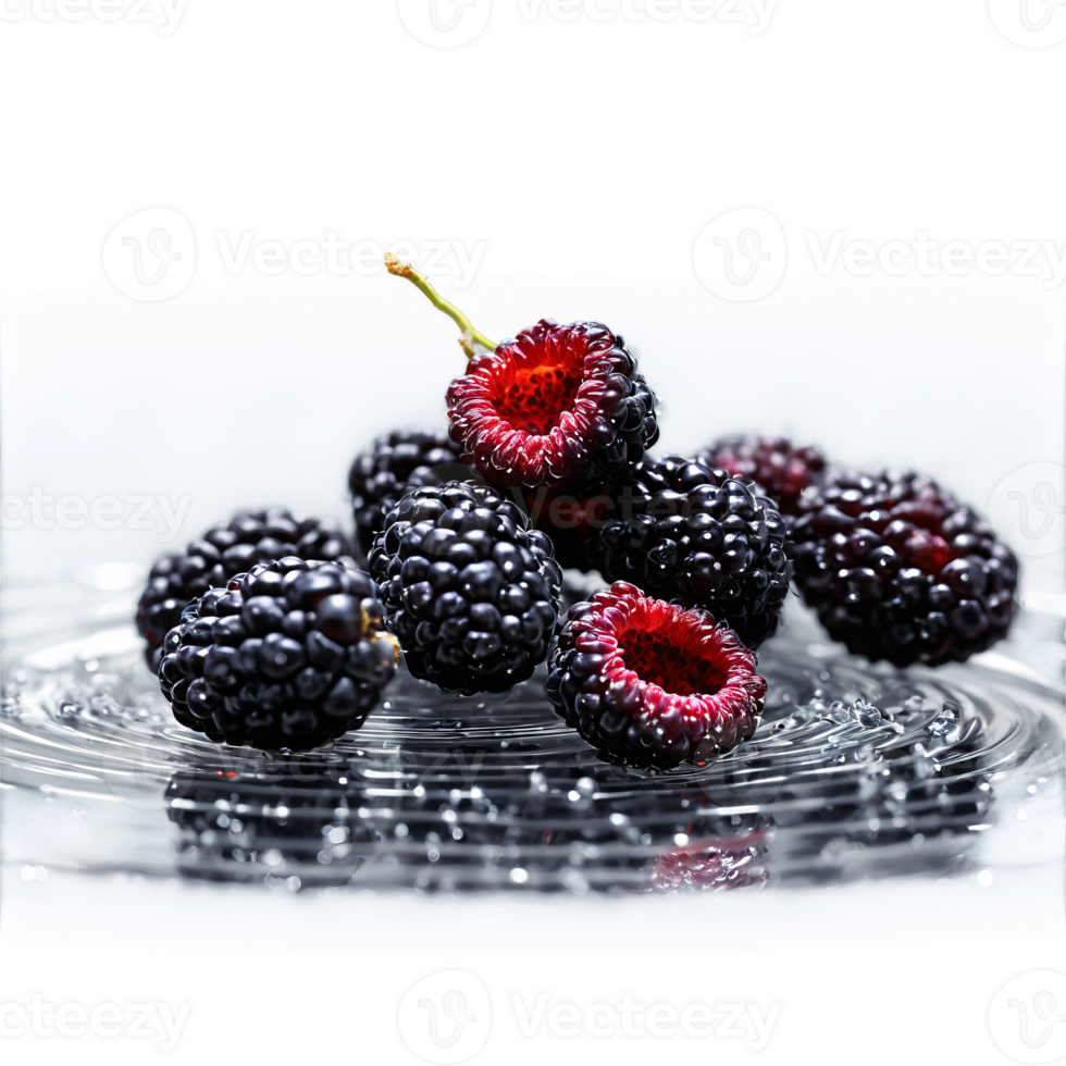 Mulberry Morus nigra Ripe mulberries with a rich dark color some crushed and oozing juice png
