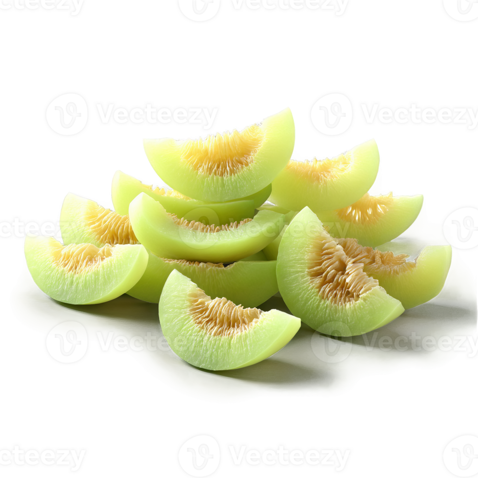 Dried honeydew melon pieces light green with a matte finish drifting lazily as if lost png