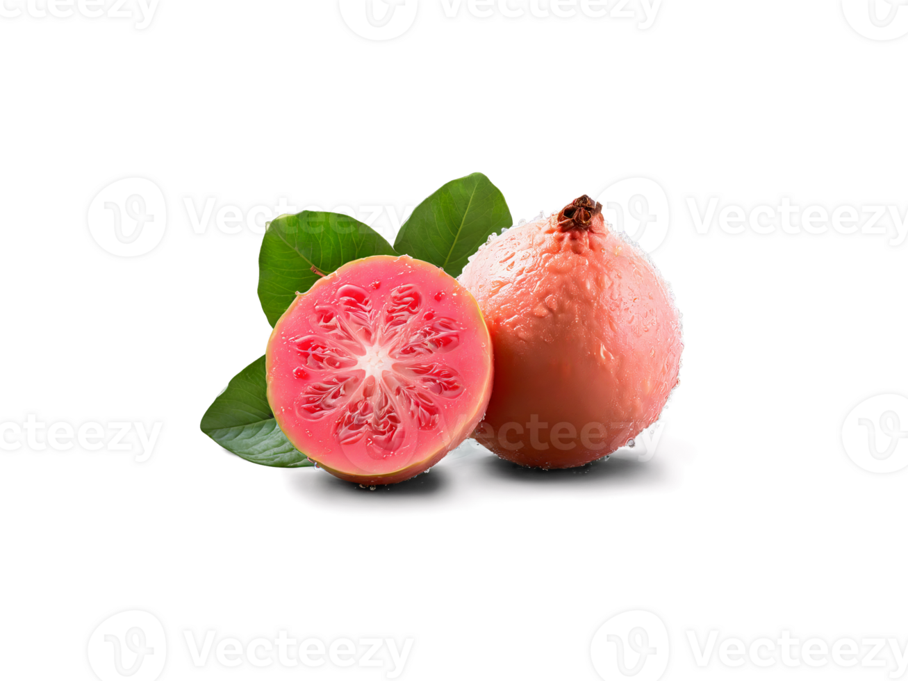 Guava Juice Exotic guava juice in a tall thin glass guava slices and leaves splash png