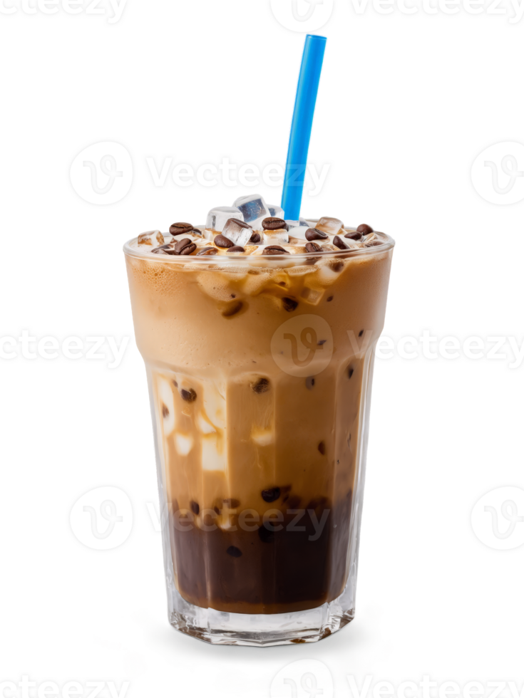 Boston Iced Coffee Tall glass with ice coffee milk and sugar refreshing take on coffee png