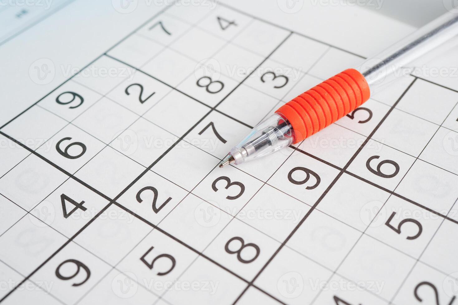 Sudoku puzzle, game to play for keep you brain younger for developing Alzheimer disease in senior patient. photo