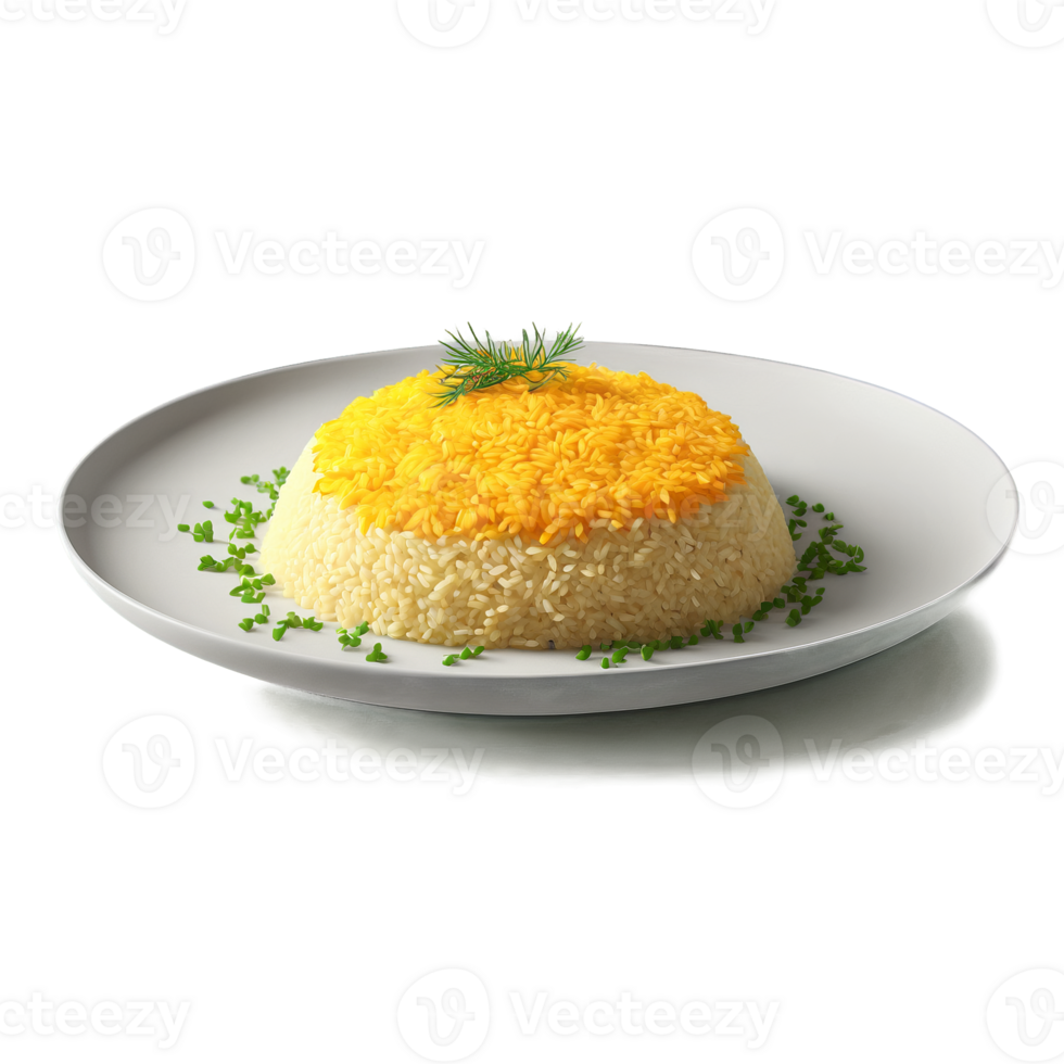 Saffron risotto creamy golden Arborio rice mound in stemless glass saffron threads isolated on transparent png