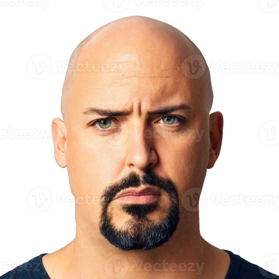 David a bald man with a goatee and a serious expression looking intense png