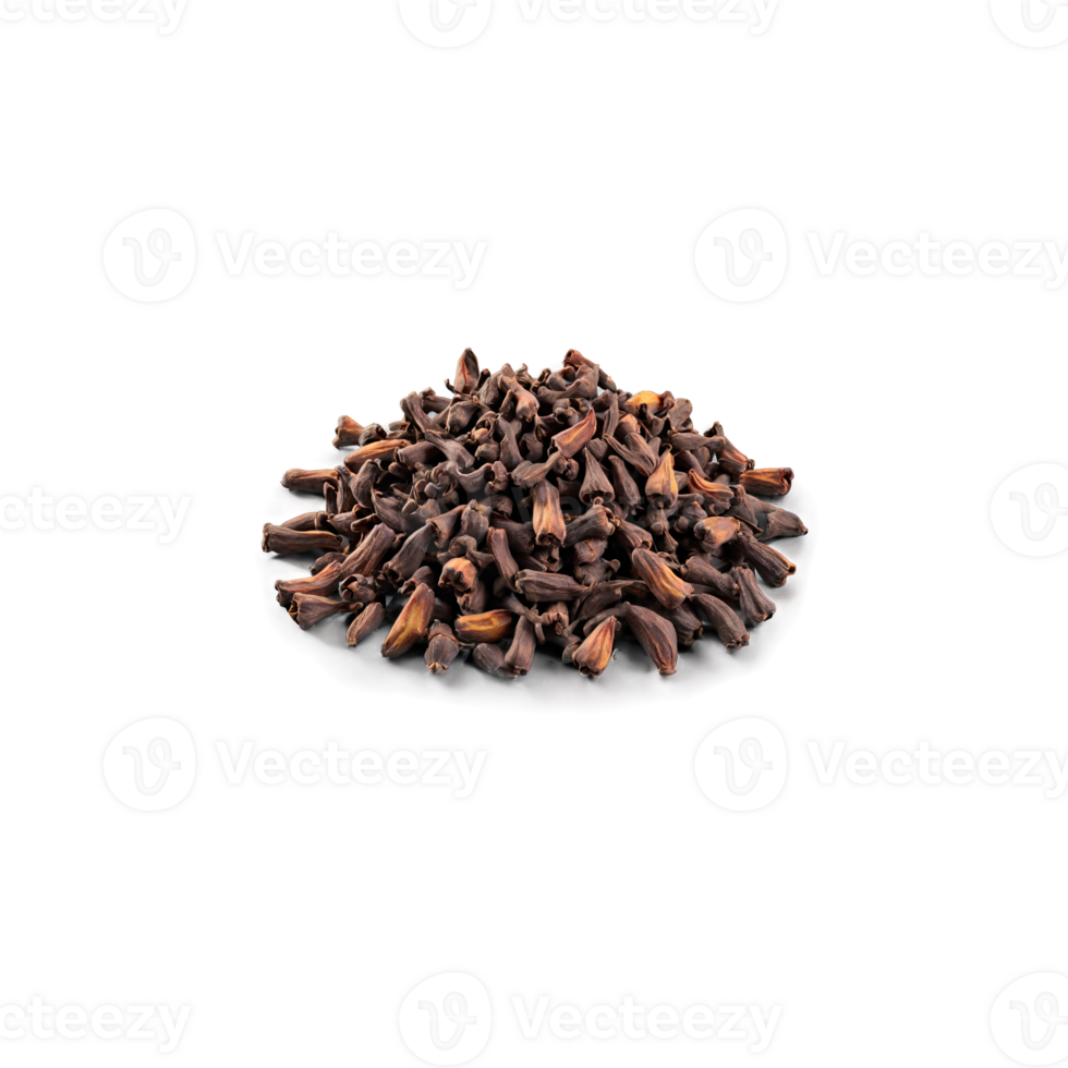 Whole cloves dark brown color tapered shape bumpy texture Food and culinary concept png