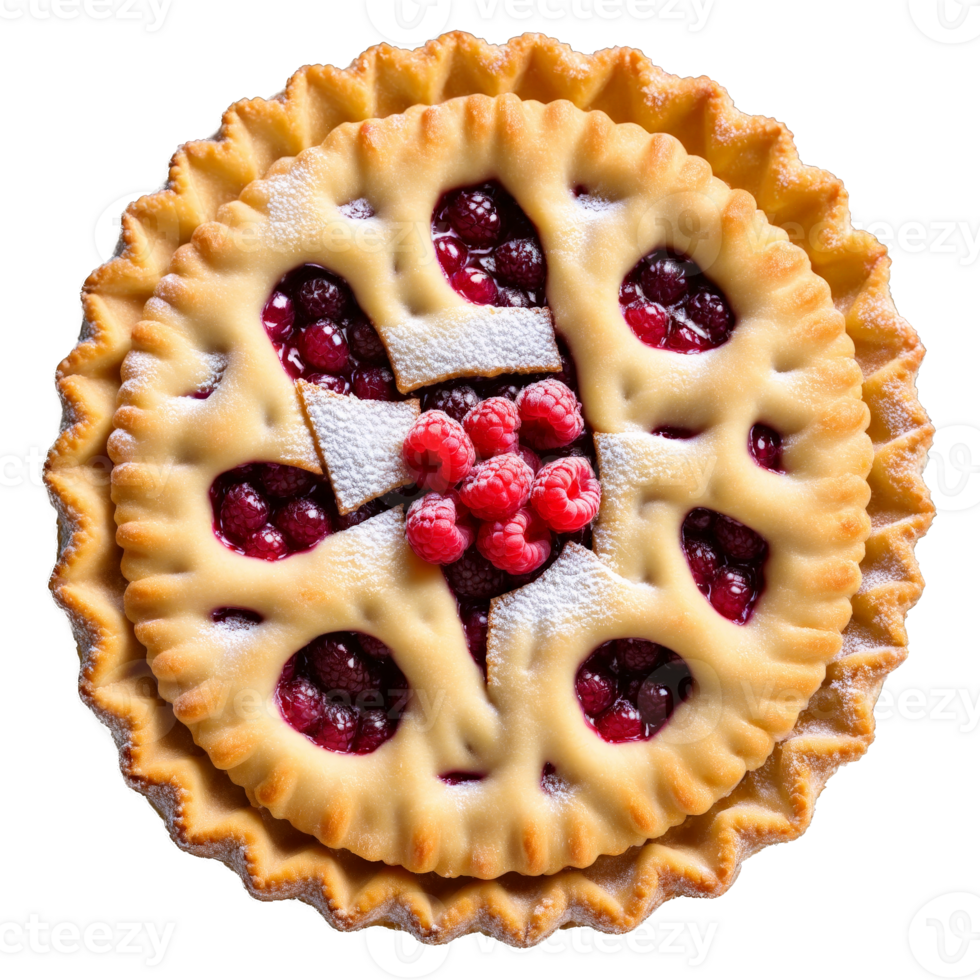 Raspberry linzer tart with buttery crust raspberry jam filling lattice top dusted with powdered sugar png