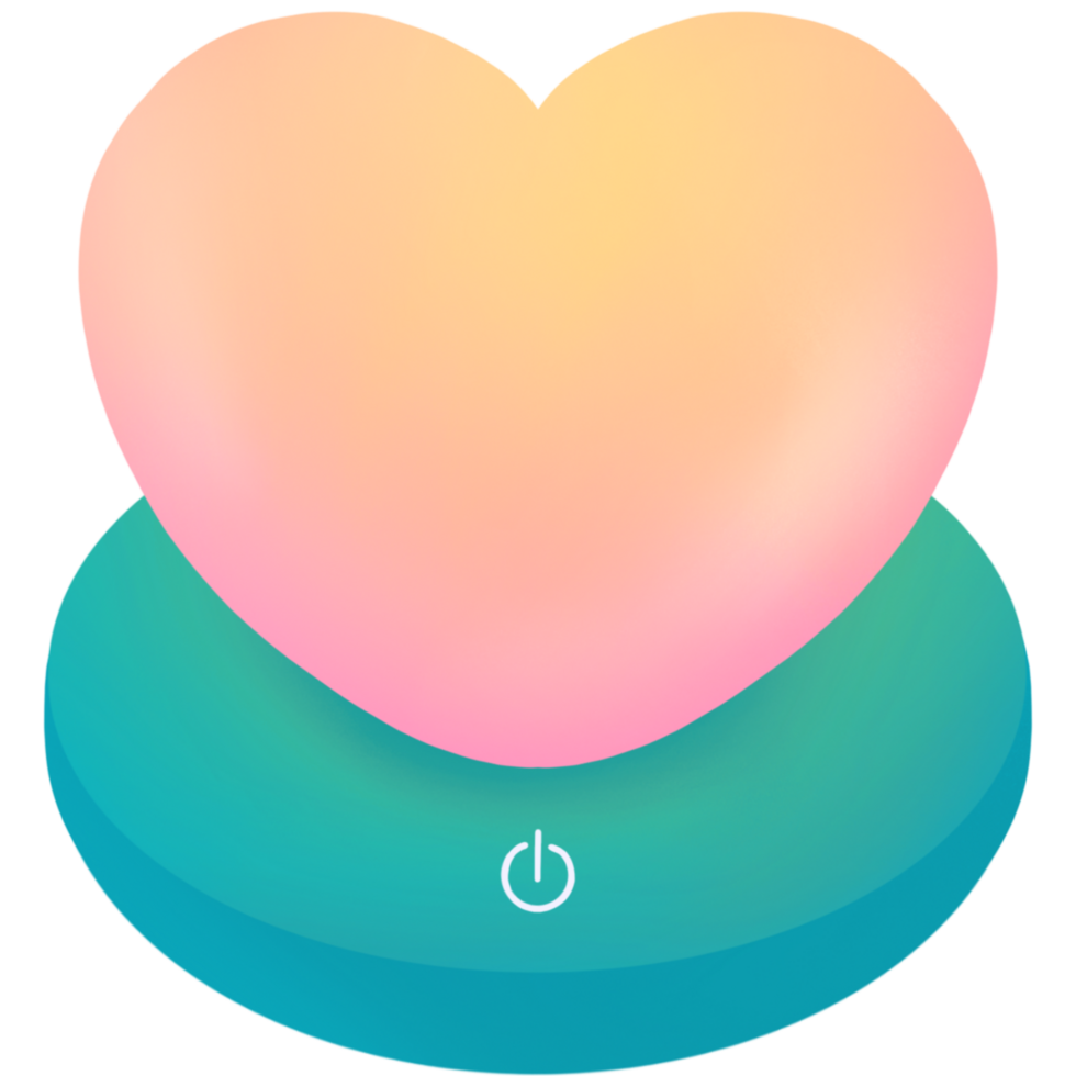 Heart shaped lamp, green, orange png