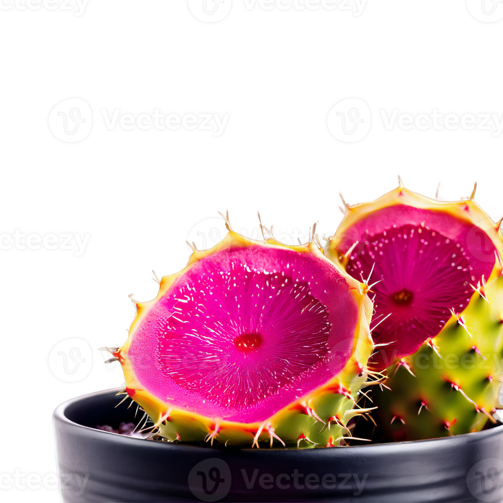 Refreshing cactus pear juice in a rocks glass a split cactus pear with its seedy png