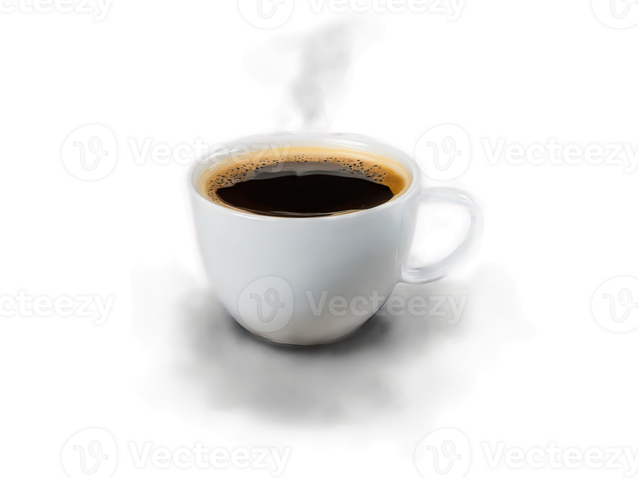 Brewed coffee in a clear handle less mug rich aroma visualized warm and inviting hero png