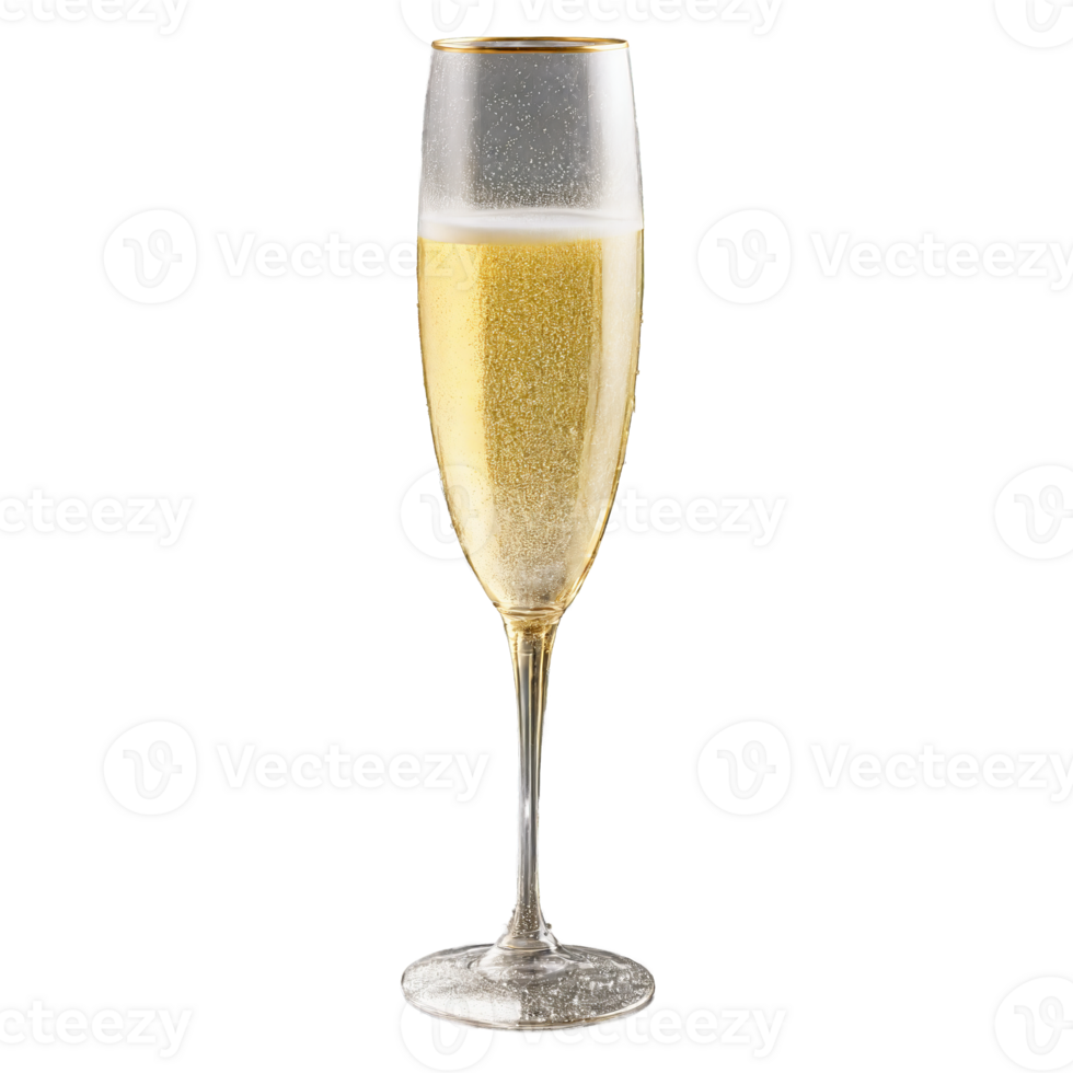 Vintage hollow stem Champagne flute crystal glass with air bubble in