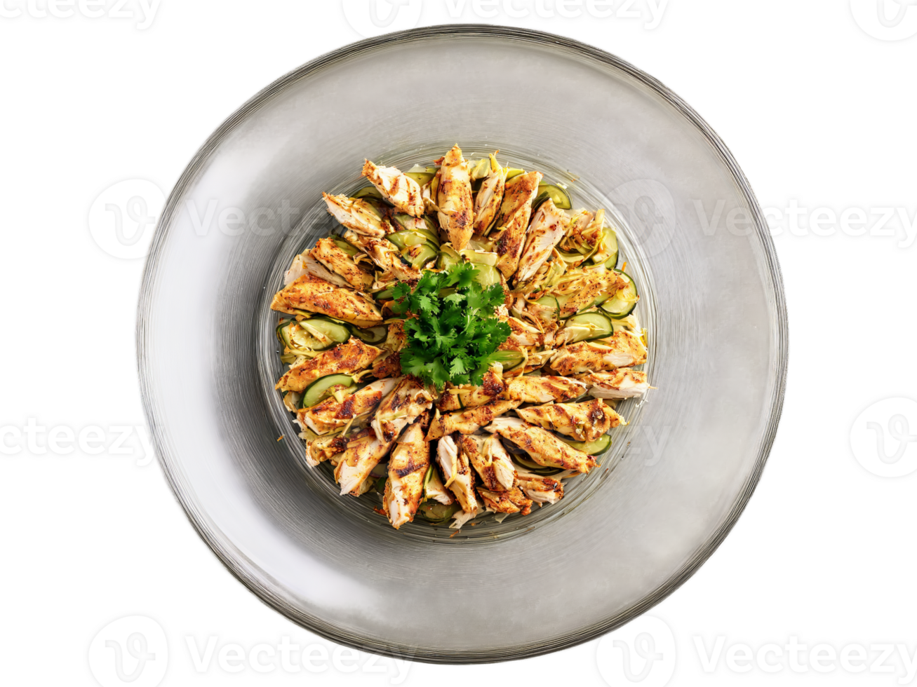 Shawarma chicken with garlic sauce and pickles served on a transparent glass plate Middle Eastern png