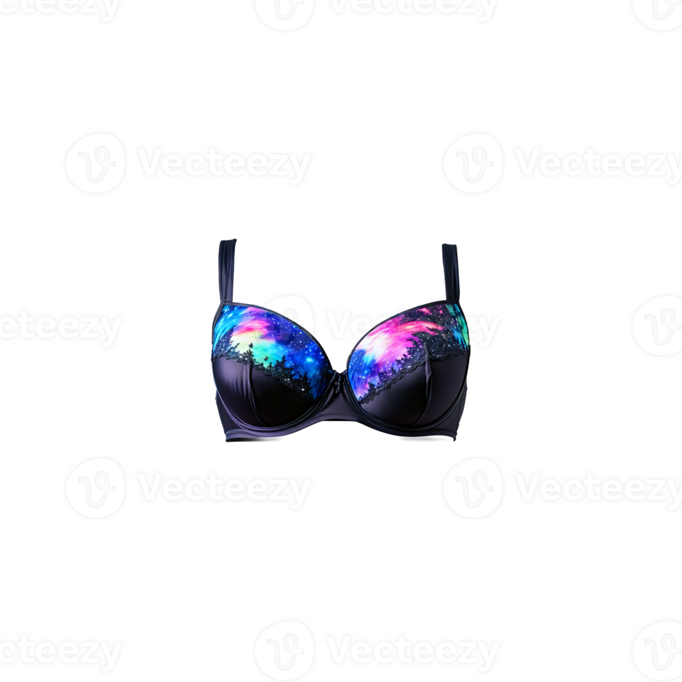 Cosmic aurora borealis print bra undulating mesmerizingly neon and deep space celestial lights png