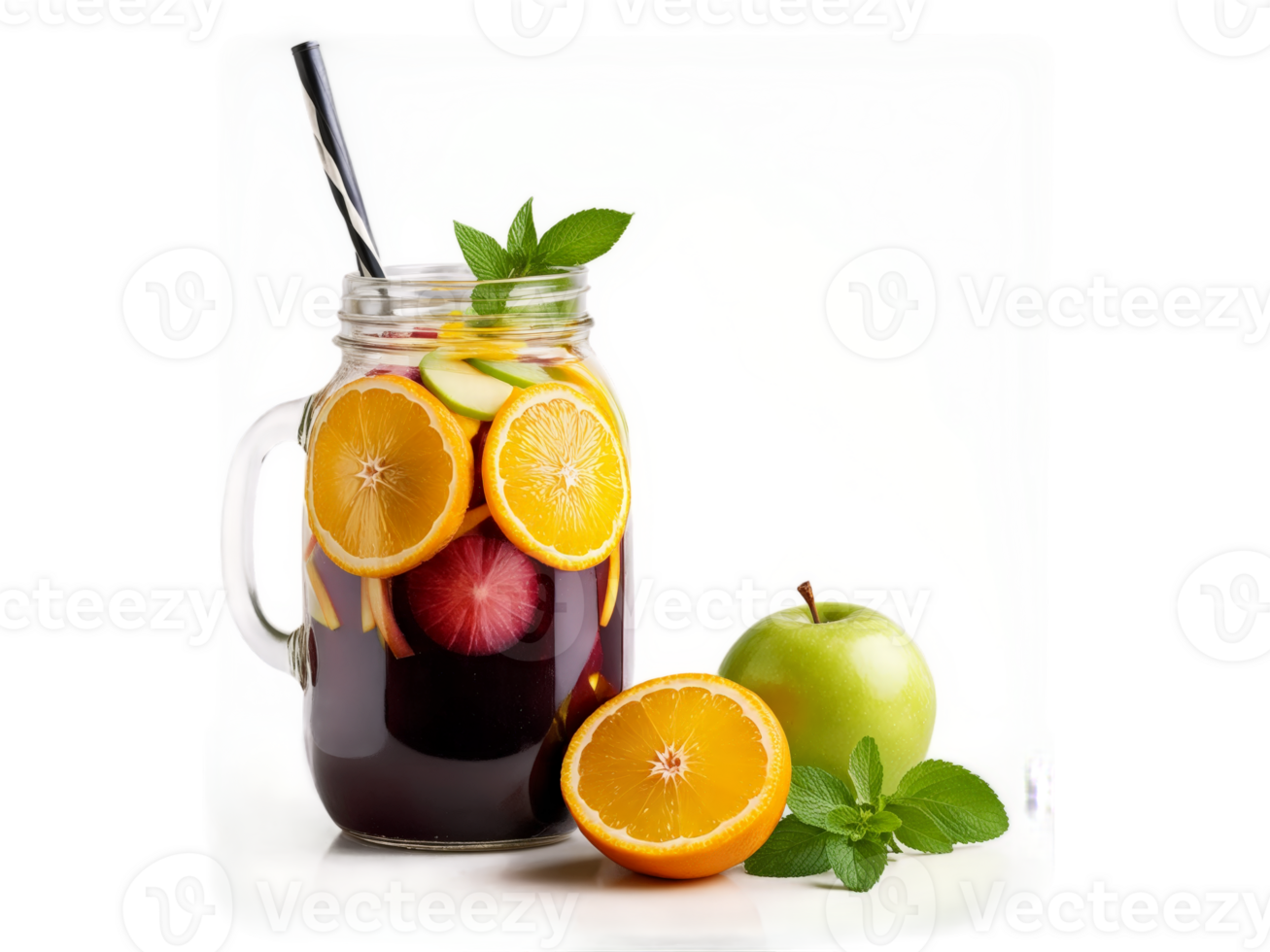 Aussie Sangria large glass jar filled with fruity mixture of red wine orange juice lemonade png