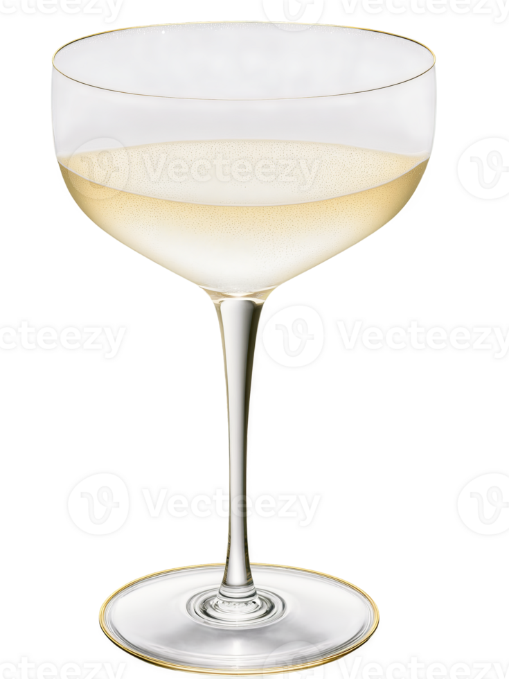 Orrefors Intermezzo Air Champagne coupe, crystal saucer with air bubble in stem, pale gold champagne, soft front lighting, wedding toast theme, transparent background png