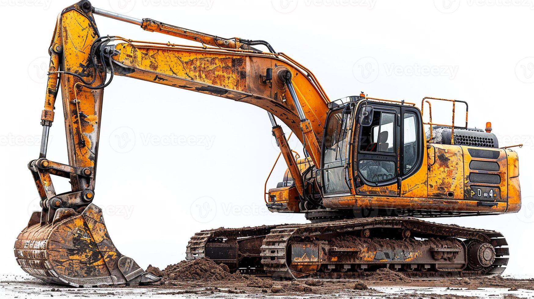 Land vehicle excavator isolated with solid background or no background image photo