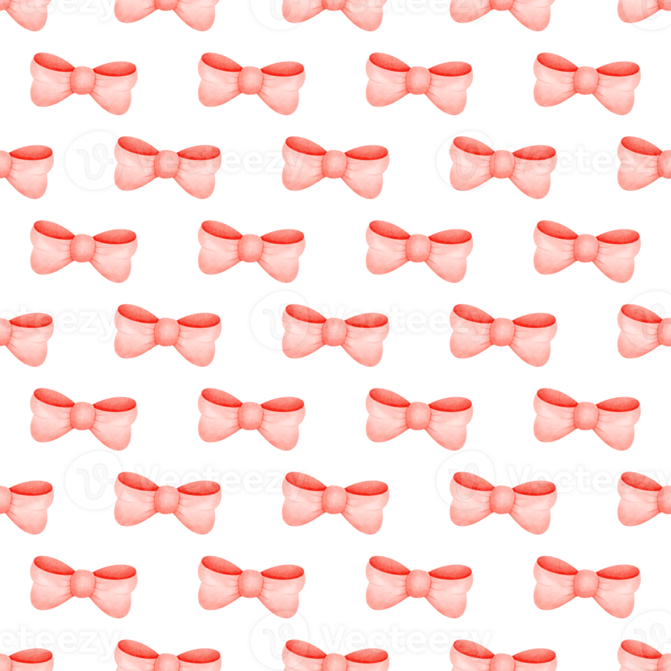 Seamless watercolor pink bow pattern png