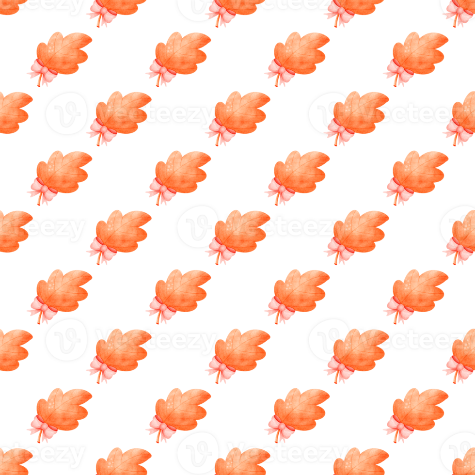 Seamless orange leaf pattern png
