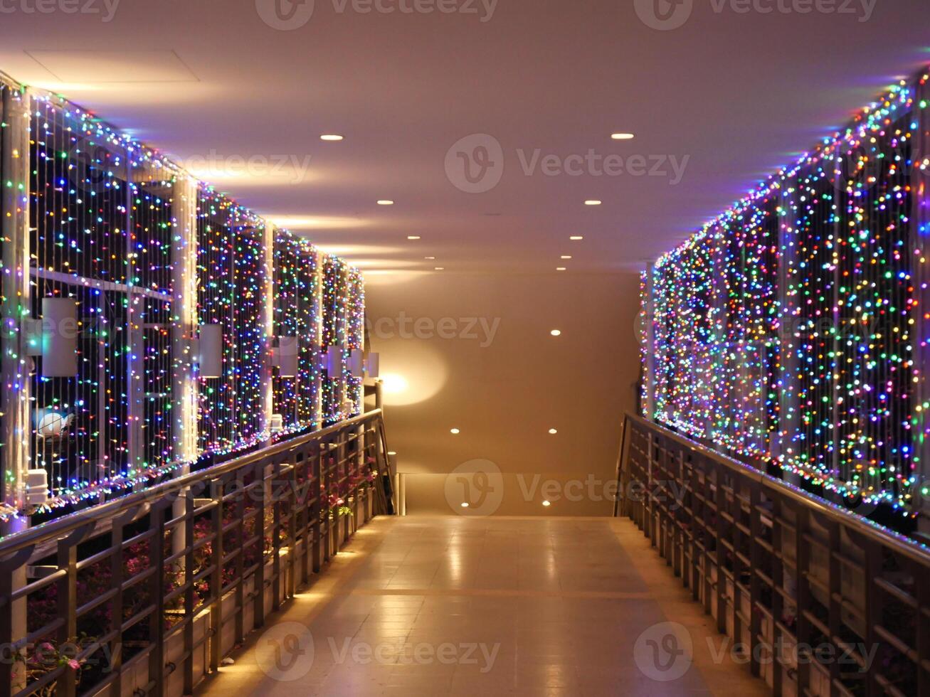 A close up photo of colorful twinkling lights