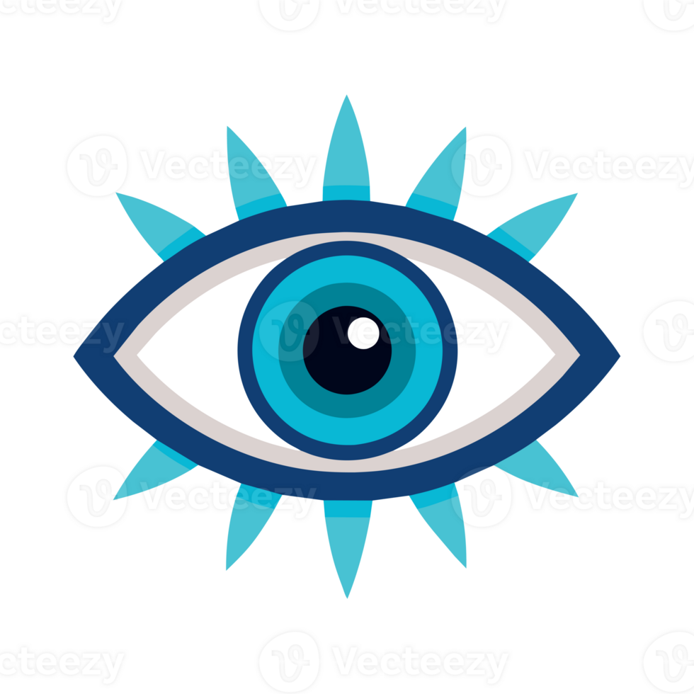 A eye is set within a geometric design, featuring shades of blue and purple png