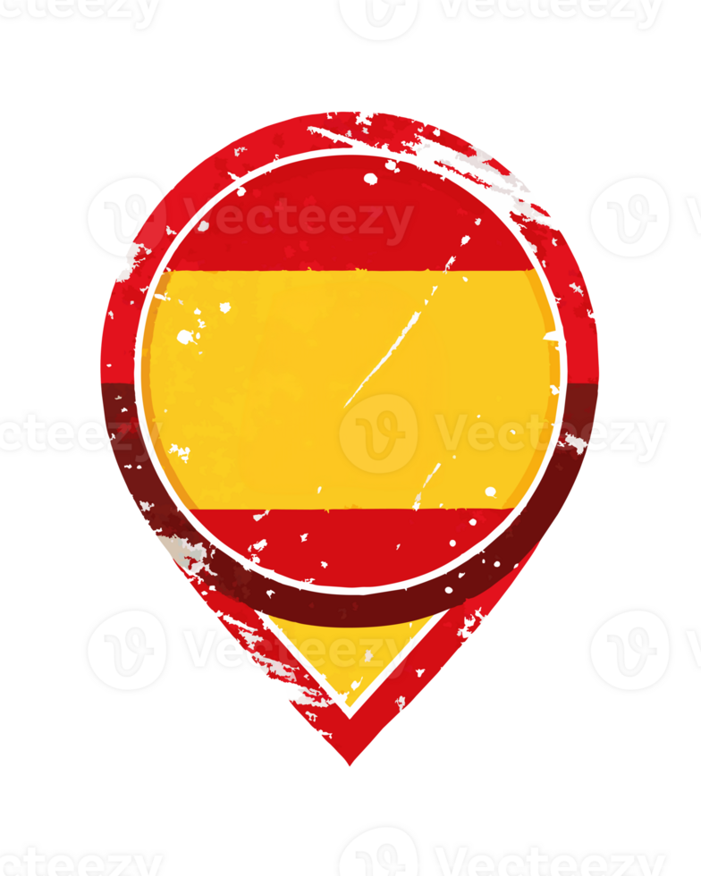 graphics red large push pin with the with the Spanish flag png
