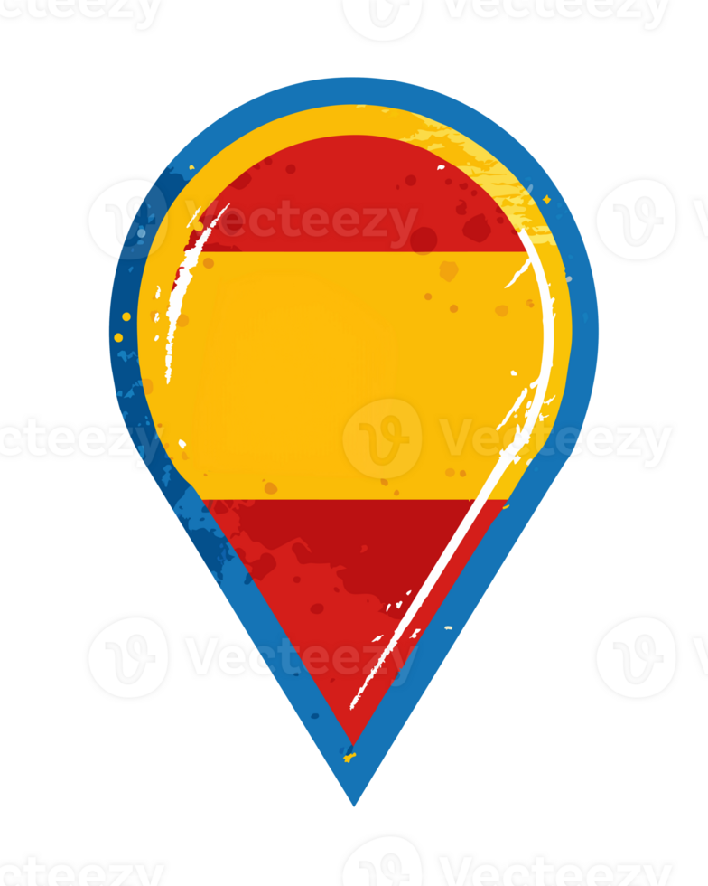 graphics red large push pin with the with the Spanish flag png