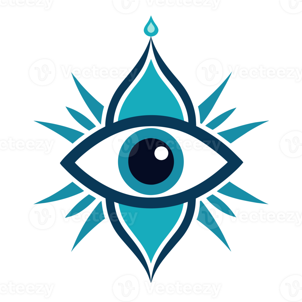 A eye is set within a geometric design, featuring shades of blue and purple png
