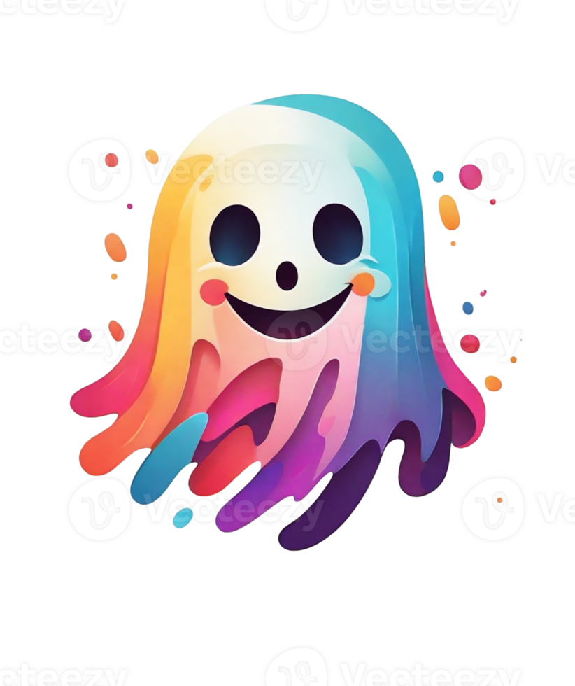 a ghost hovers, enveloped by swirling, vibrant colors png