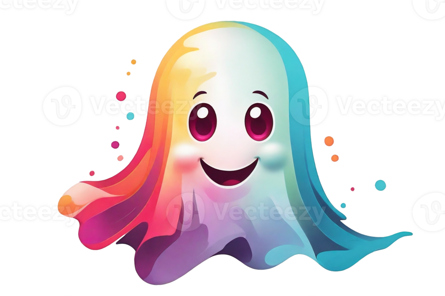a ghost hovers, enveloped by swirling, vibrant colors png