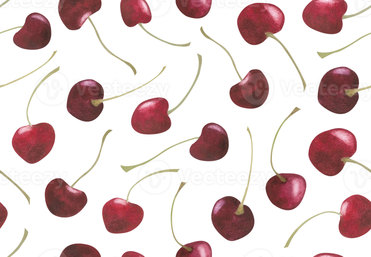 Watercolor cherry seamless pattern Ripe berry print for wallpaper wrapping decoration design scrapbooking Fruit red background Summer juicy ornament png