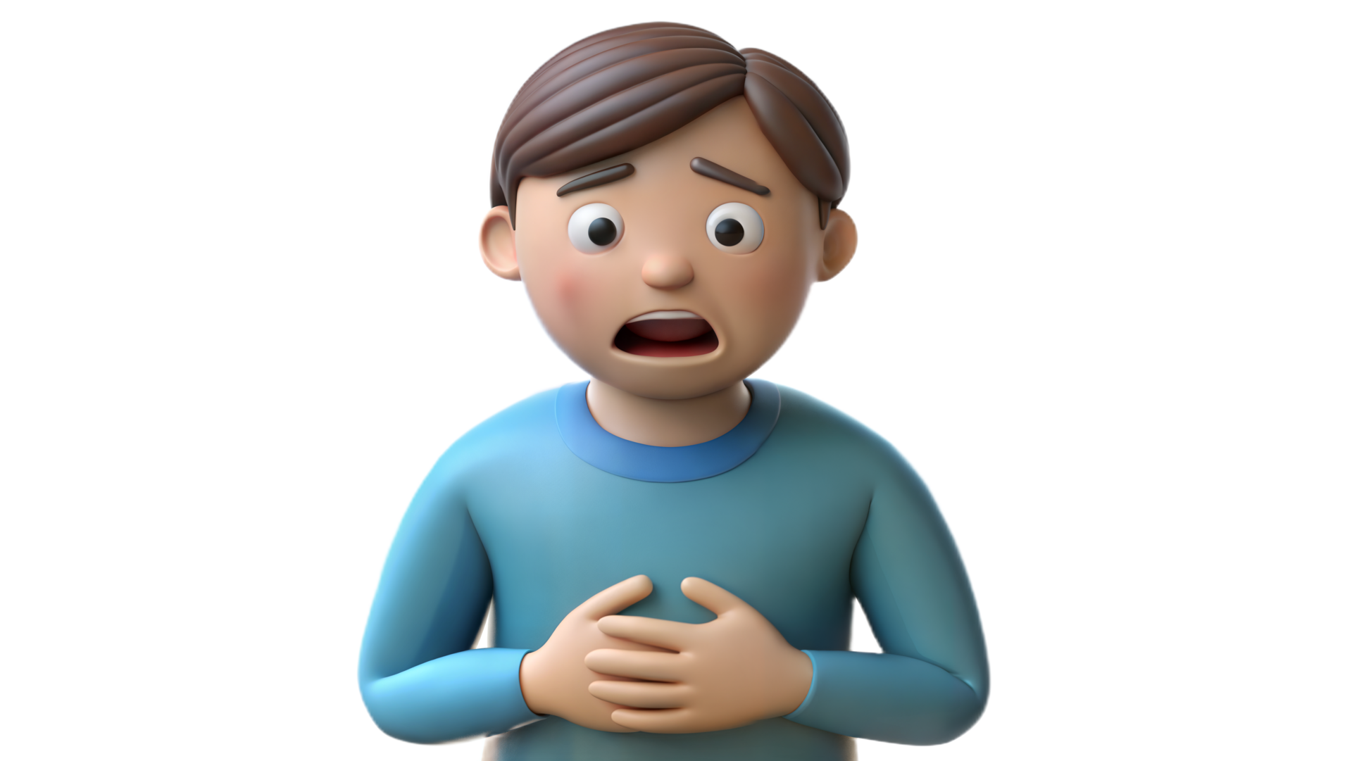 Person feeling nauseous and holding stomach, indicating sickness on
