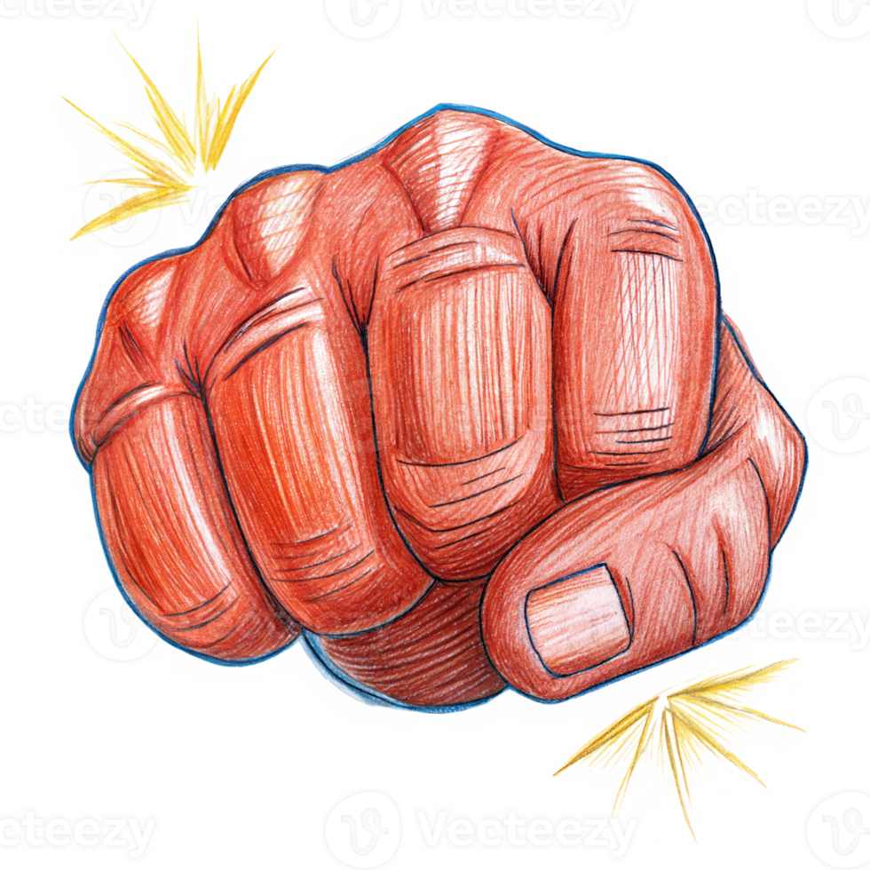 Colored sketch of punch with transparent background png
