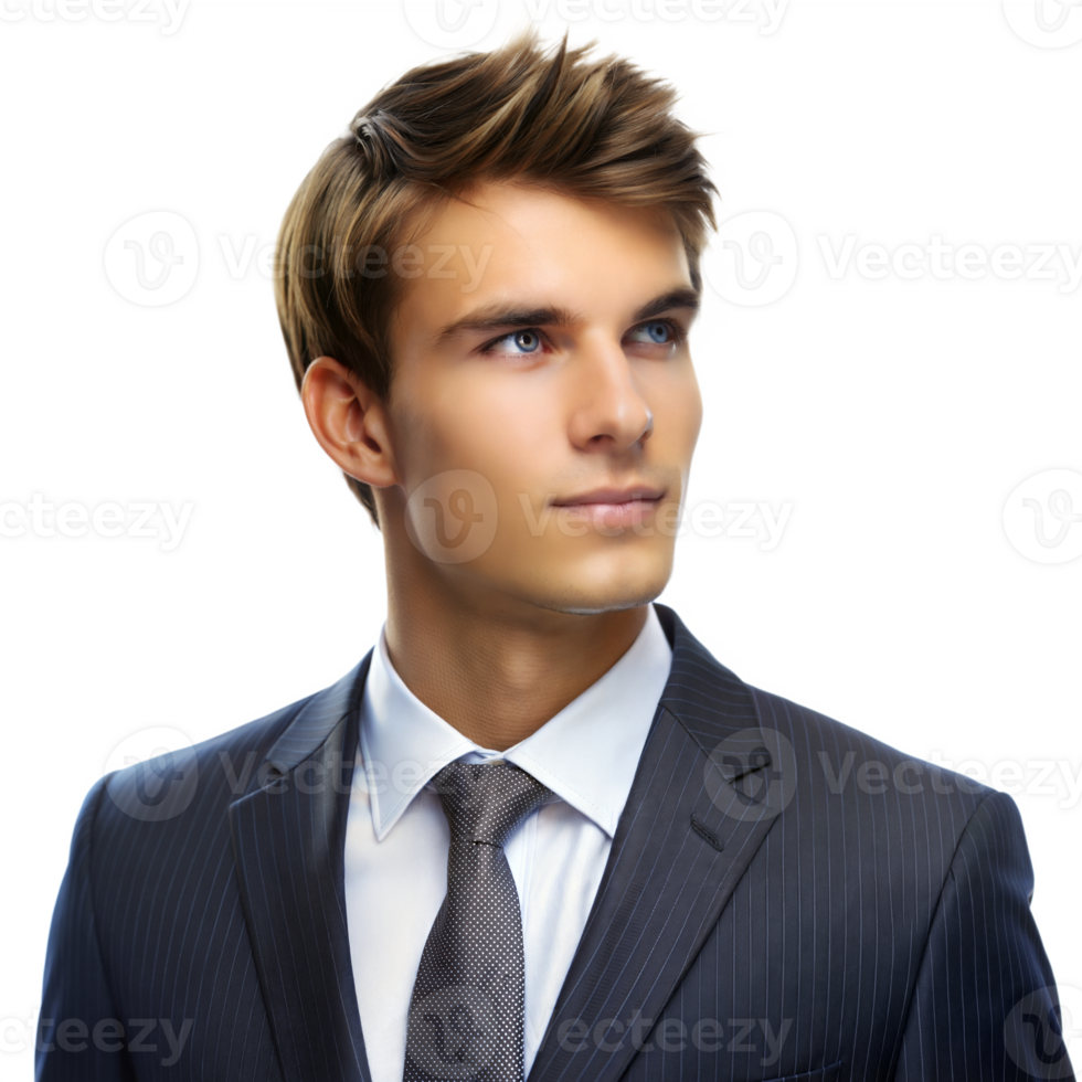 Confident young man in business suit on transparent background png