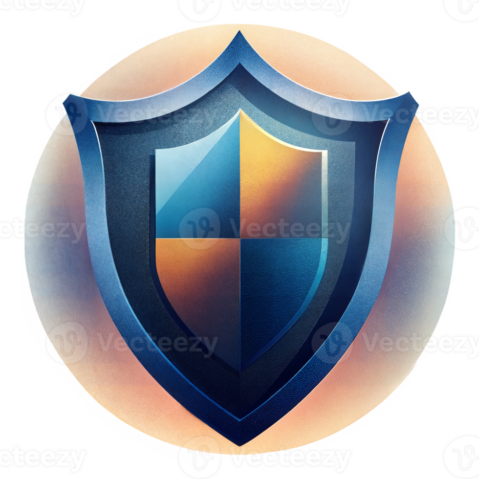Digital security shield icon on transparent background png