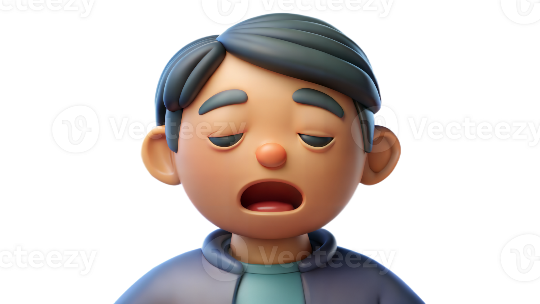 Tired and sleepy person with a yawning expression on transparent background png