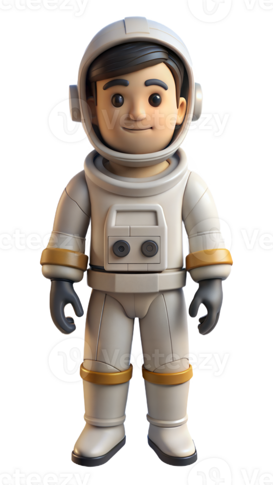 Full body illustration of a male astronaut in a space suit on a transparent background png