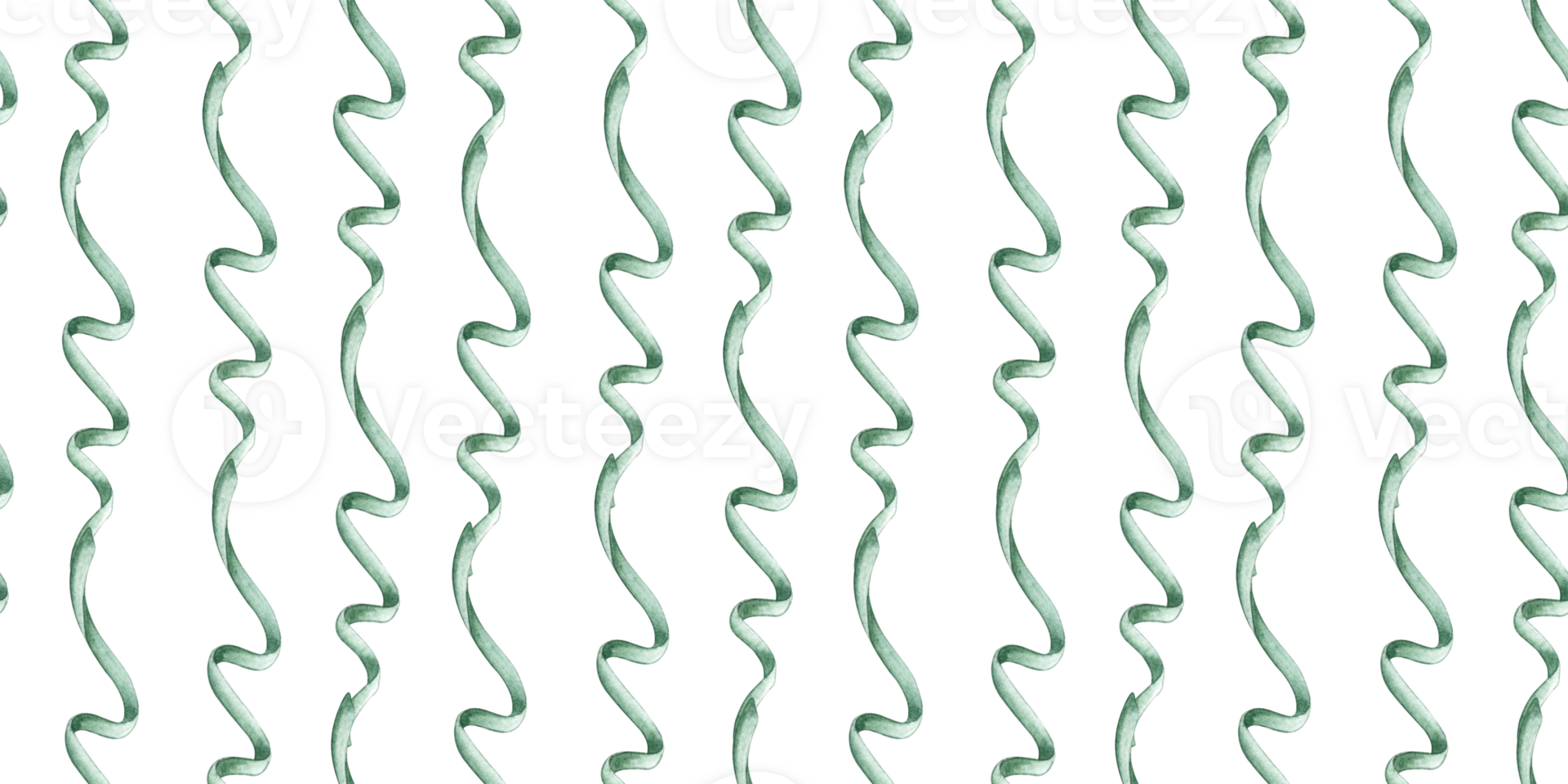Green ribbon festive twisted pattern watercolor illustration, confetti, gift wrap, birthday. Isolated from the background. For designing invitations, cards, banners, flyers, advertising. png